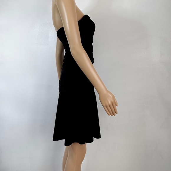 NWOT House of Harlow Strapless Black Mini Dress Ruching A-line Skirt Size S - Picture 2 of 15
